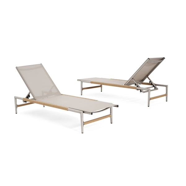 English Elm Christopher Knight Home® - Hargrove Outdoor Patio Chaise Lounge Set Of 2 - Durable Aluminum, Ergonomic Mesh, Stylish Design N775P232991S