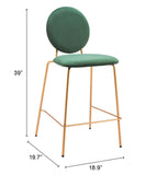 Odessa Counter Stool - Set of 2 Green & Gold 109805 Zuo Modern