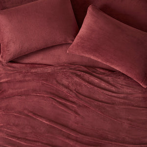 JLA Home True North by Sleep Philosophy - Micro Plush Soloft Sheet Set by Sleep Philosophy — Brushed Both Sides, Lightweight Warmth, OEKO-TEX Safe Burgundy TN20-0582