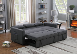 English Elm Zaira Linen Convertible Sleeper Sofa with Side Pocket for Small Spaces and Guests Dark Gray B2749S00190