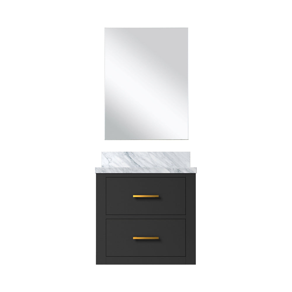 English Elm Black Single Bath Vanity With Acrylic Countertop, Soft-Close Cabinet & Frameless Mirror – 20" W X 18" D B2731S01418