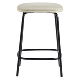 Walker Edison Modern Ivory Counter Stools, Set of 2 - Durable Steel, Upholstered Seat