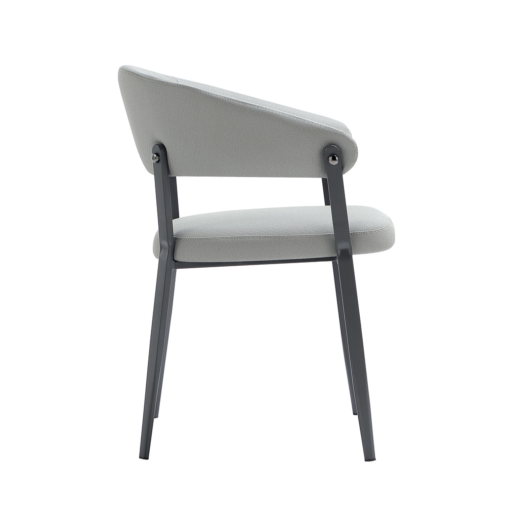 English Elm Belle Metal Upholstered Dining Chair in Stone Gray — Plush Foam Seat, Curved Back, Commercial Grade Modern Design B365P397750