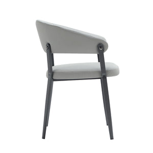 English Elm Belle Metal Upholstered Dining Chair in Stone Gray — Plush Foam Seat, Curved Back, Commercial Grade Modern Design B365P397750