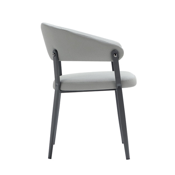 English Elm Belle Metal Upholstered Dining Chair in Stone Gray — Plush Foam Seat, Curved Back, Commercial Grade Modern Design B365P397750