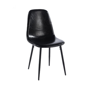 English Elm Pvc Sleek Matte Black Dining Chair Set of 4 for Kitchen Studio or Cafe Use W3766P436151