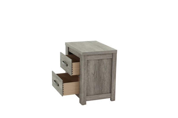 English Elm Bedroom Rustic Light Grey Nightstand 1pc – Simple 2-Drawer Pine Bedside Table, 24"x17"x25" Stylish Storage B011P236769