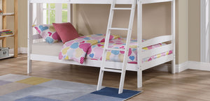 English Elm Modern Twin Over Twin Bunk Bed with Front Ladder, Safety Rails & Two Underbed Drawers, Solid Slat Support White 17 L x 80 W x 8 H B2741P345236