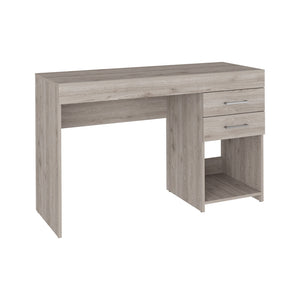 English Elm Ibare Compact Two-Drawer Computer Desk with Lower Shelf, 47.2" Wide Gray Particleboard Workspace and Storage B20091873