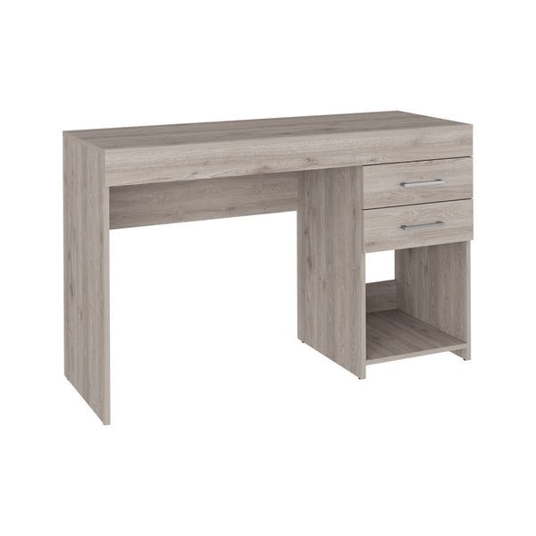 English Elm Ibare Compact Two-Drawer Computer Desk with Lower Shelf, 47.2" Wide Gray Particleboard Workspace and Storage B20091873