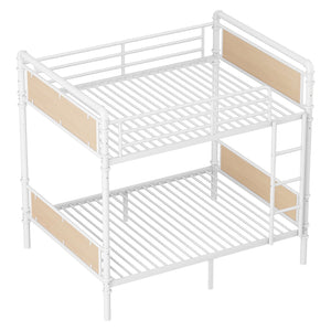 English Elm Twin Twin XL over Twin XL Metal Bunk Bed, Industrial White Detachable Design with Guard Rails, 300lb Capacity W2580P304984