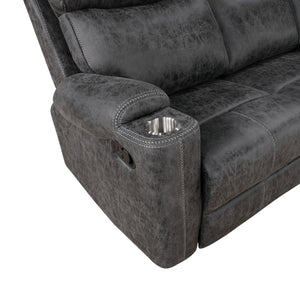 English Elm Hirah Microfiber Manual Recliner Chair with Cup Holder, Pocket Coil Seat, KD Back, 120° Recline Dark Gray 84.65 L x 30.32 W x 26.38 H B2726P362632
