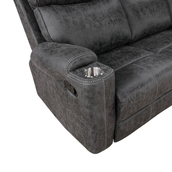 English Elm Hirah Microfiber Manual Recliner Chair with Cup Holder, Pocket Coil Seat, KD Back, 120° Recline Dark Gray 84.65 L x 30.32 W x 26.38 H B2726P362632
