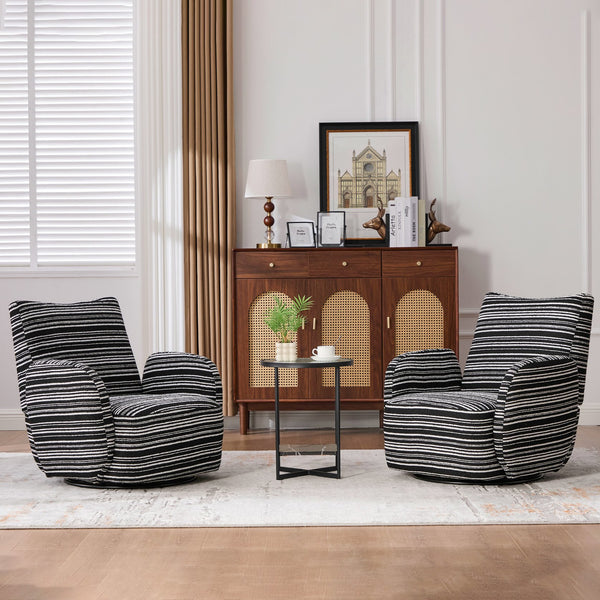 English Elm Modern Boucle 360° Swivel Leisure Chair with High‑Resilience Sponge, Supportive Curve, 550lb Capacity Black W395P355515