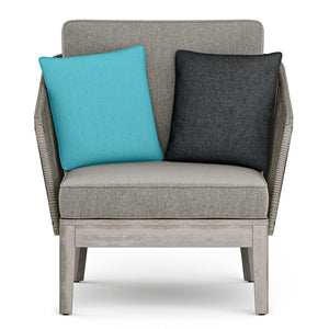 English Elm Carmel Handcrafted Outdoor Conversation Chair in Sand Drift Fabric with Acacia Wood Base & Rope Accents B136P159361