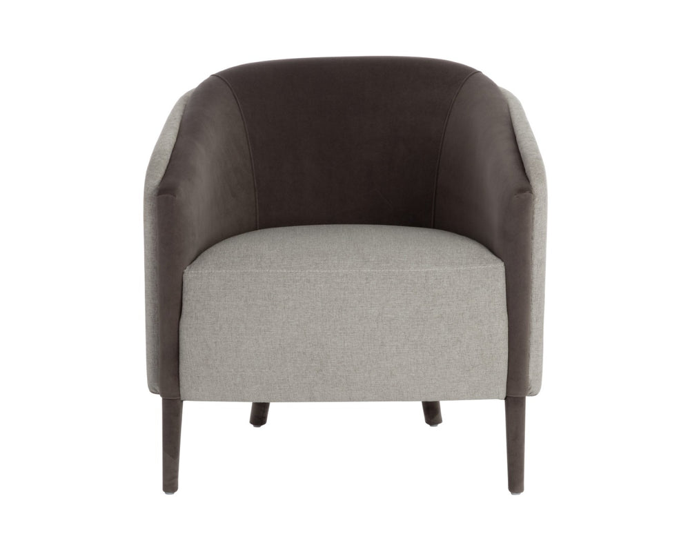 Sunpan SHEVA Armchair - Elegant Barrel-Back Design in Ernst Sandstone & Meg Ash for Modern Interiors 110340