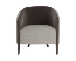 Sunpan SHEVA Armchair - Elegant Barrel-Back Design in Ernst Sandstone & Meg Ash for Modern Interiors 110340