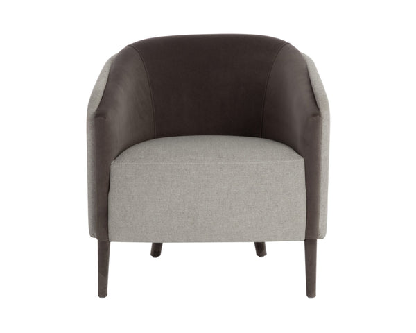 Sunpan SHEVA Armchair - Elegant Barrel-Back Design in Ernst Sandstone & Meg Ash for Modern Interiors 110340