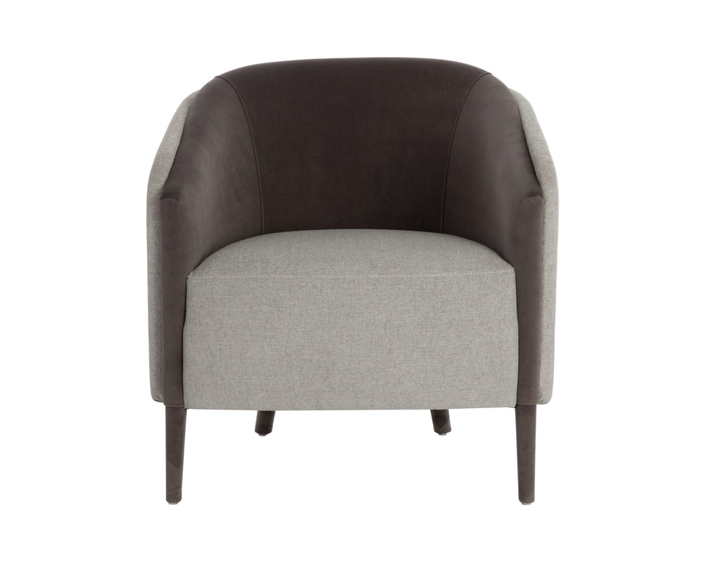 Sunpan Sheva Armchair - Elegant Barrel Back Design, Luxurious Upholstered Comfort for Any Modern Space Ernst Sandstone / Meg Ash