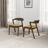 English Elm Ashcroft Furniture - Dakota Dark Yellow Velvet Dining Chair (Set Of 2)