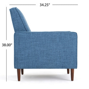 English Elm Christopher Knight Home® - Fabric Recliner Chair Mid-Century Modern Pushback Single Sofa with Tufted Cushion, Birch Legs, Cozy Comfort Blue 60741.00MBLU