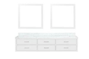 English Elm White Double Bath Vanity Set With Carrara Marble Top, Soft-Close Drawers, And Dual 36" Mirrors B2731S01586-GIGA