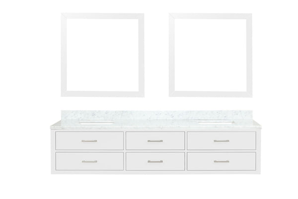 English Elm White Double Bath Vanity Set With Carrara Marble Top, Soft-Close Drawers, And Dual 36" Mirrors B2731S01586-GIGA