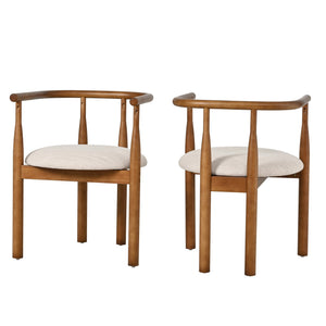 English Elm Modern Rubberwood Dining Chairs with Cushioned Seats Mid Century Style Set of 2 N762P388943W