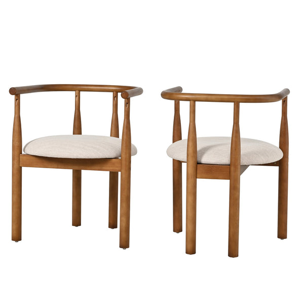 English Elm Modern Rubberwood Dining Chairs with Cushioned Seats Mid Century Style Set of 2 N762P388943W