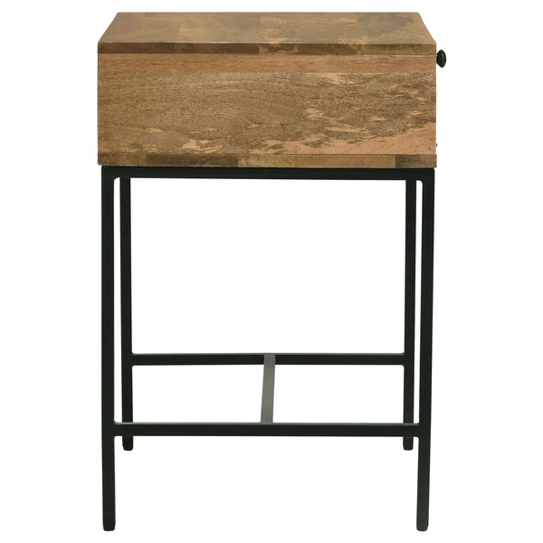 English Elm Wyrik Solid Mango Wood Drop-front End Table with Iron Base for Living Rooms B062P451780