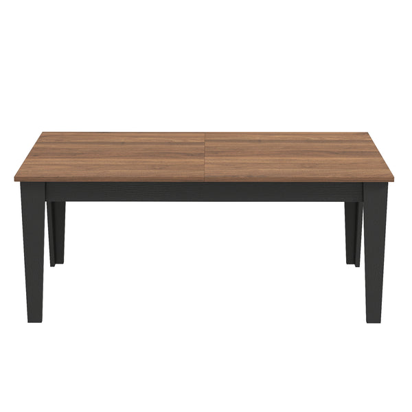 English Elm Dining Table Extendable Woodgrain Melamine Top Seats up to Ten Open Plan Kitchen Walnut+Black W331S00206