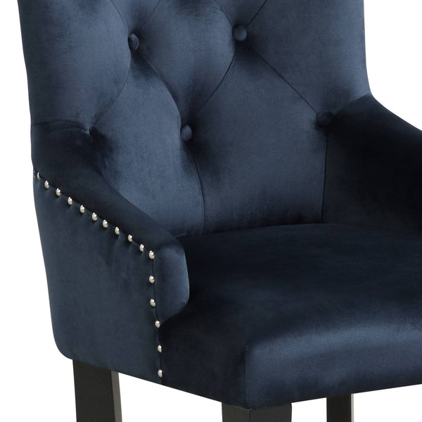English Elm Varian Dark Navy Velvet Parson Chair with Black Legs, Tufted Back, Padded Seat, 220lb Capacity B2726P268182
