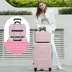 English Elm 6 Piece Hardshell Abs Travel Set with Spinner Wheels Combination Lock and Toiletry Bag Pink N732P391465H