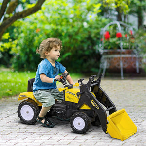 English Elm Aosom Kids Pedal Excavator Ride on Toy with Working Front Loader Digger for Toddlers W2225P217066