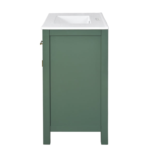 English Elm 72'' Modern Bathroom Vanity Set With Ceramic Sink, Ample Storage, Solid Wood Frame & Green Finish N710SS00011F