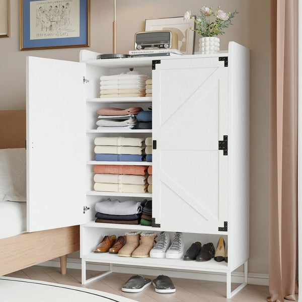 English Elm Shoe Cabinet With Doors - 6-Tier Space-Saving Storage Organizer, Adjustable Shelves & Hidden Storage W2227P170171-GIGA