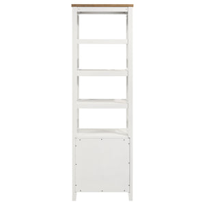 English Elm Delaney White 72" 4-Shelf Bookcase Media Tower with Ash Veneer Top, X-Side Accents & 2 Drawers — Cottage Coastal Farmhouse Charm B062P358338