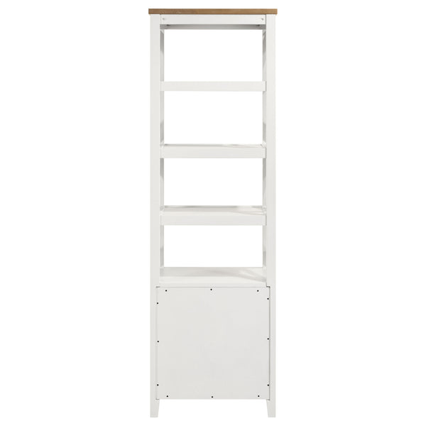 English Elm Delaney White 72" 4-Shelf Bookcase Media Tower with Ash Veneer Top, X-Side Accents & 2 Drawers — Cottage Coastal Farmhouse Charm B062P358338