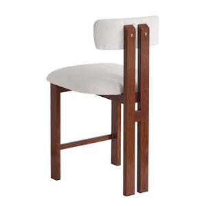English Elm Christopher Knight Home® - 26.5'' Stylish Round Stools with Low Back - Comfortable Upholstered Seats, Walnut Base, Metal Frame White+Walnut N780P236628W