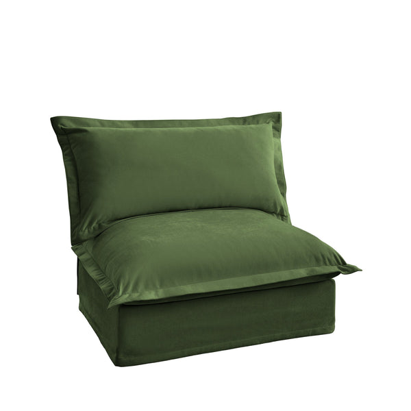English Elm Koala Armless Chenille Sofa Deep Seat Wraparound Pillows for Modern Living Rooms Green W3041P240136