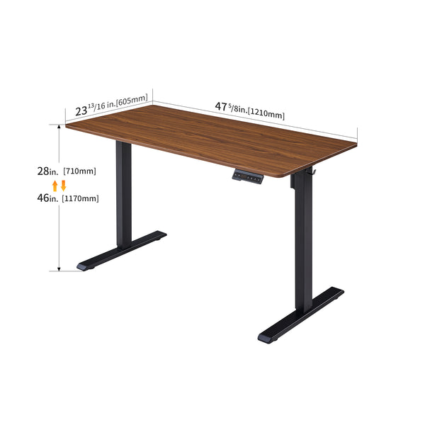 English Elm Electric Standing Desk with Steel Frame Mahogany Top for Home Office Productivity W1769P498654