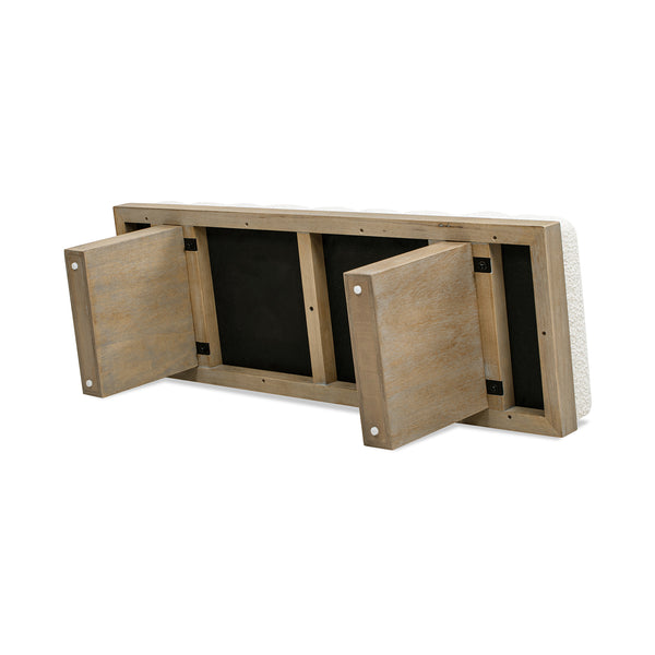 English Elm Jennifer Taylor Home - Bella 52" Upholstered Accent Bench Ivory White Boucle – Channel Tufted Modern Seat, 300lb Capacit B2719P292908