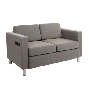 OSP Home Furnishings Atlantic 2 Seat Modern Compact Upholstered Couch with Built-in Usb Charging Chrome Legs Loveseat ATL52-895