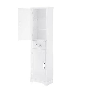 English Elm Tall Bathroom Storage Cabinet with Slim Profile, Adjustable Shelves, Anti-Tip Safety & Painted MDF Finish White N725P246463K
