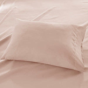 JLA Home Madison Park - Luxurious Brushed Microfiber Sheet Set with Deep Pockets, Moisture-Wicking 3M Scotchgard, OEKO-TEX Certified Blush MP20-4389