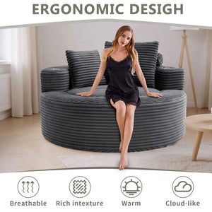 English Elm Round Cloud Sectional Sofa Bed with Memory Foam Cushions for Studio Living Spaces Dark Grey W3224P444286