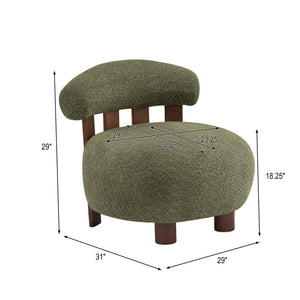 English Elm Christopher Knight Home® - Modern Boucle Accent Chair with Plush Rounded Silhouette, Solid Wood Frame, Cozy Reading Seat Olive Green,Walnut 29 L x 28.5 W x 21.85 H N776P278240S