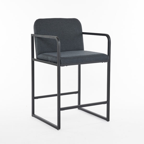 English Elm Set Of 2 Stylish Dark Gray Upholstered Counter Height Bar Stools With Armrests For Modern Dining W1901P225274-GIGA