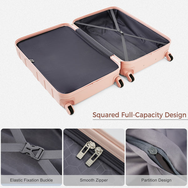 English Elm 4-piece Hardshell Luggage Set Abs Carry-on Checked Suitcase Tsa Lock Duffel Toiletry Pink N726P439328S