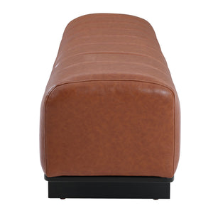 English Elm Indoor Channel Tufted Chenille Upholstered Bench Rubberwood Legs Entryway Dining Brown N779P367309R